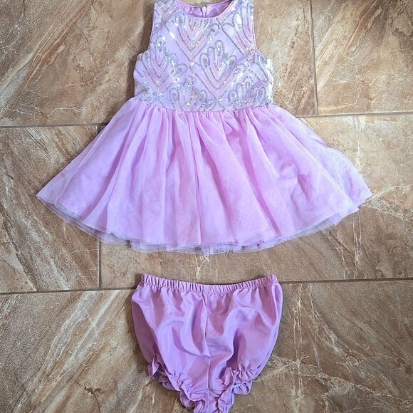 Piper & Julie Lavender and Silver Sequin Dress And Bloomers, SIZE 24 Months - Picture 2 of 11